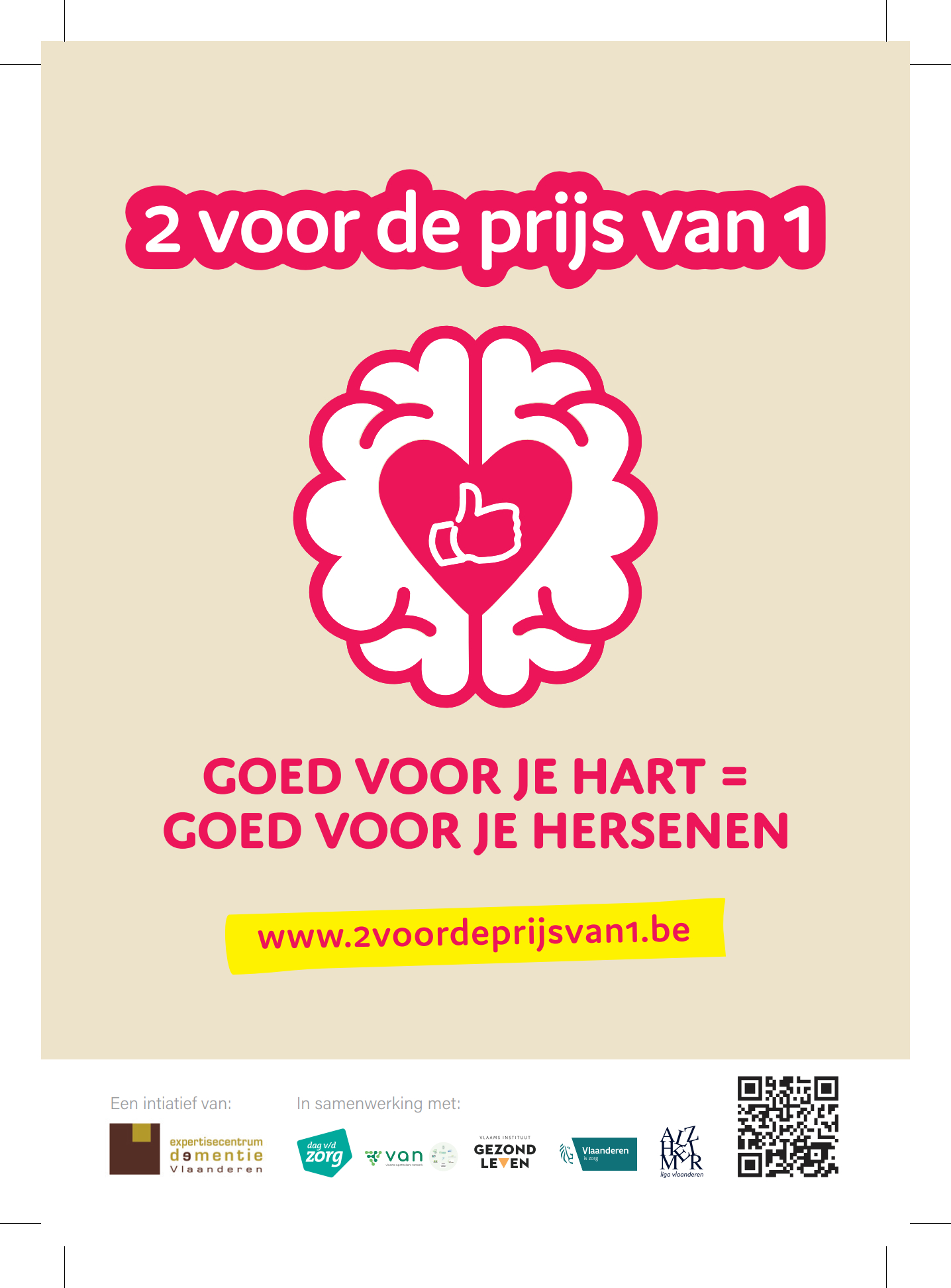 125 kaartjes - Campagne hersengezondheid '2 voor de van 1' - Expertisecentrum Dementie Vlaanderen